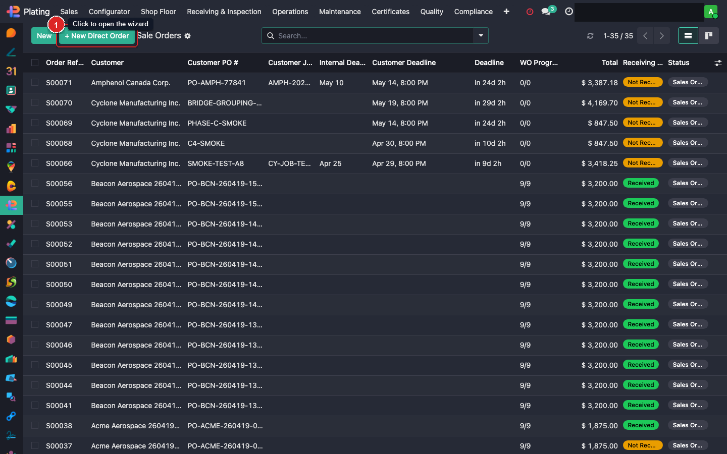 Click New Direct Order