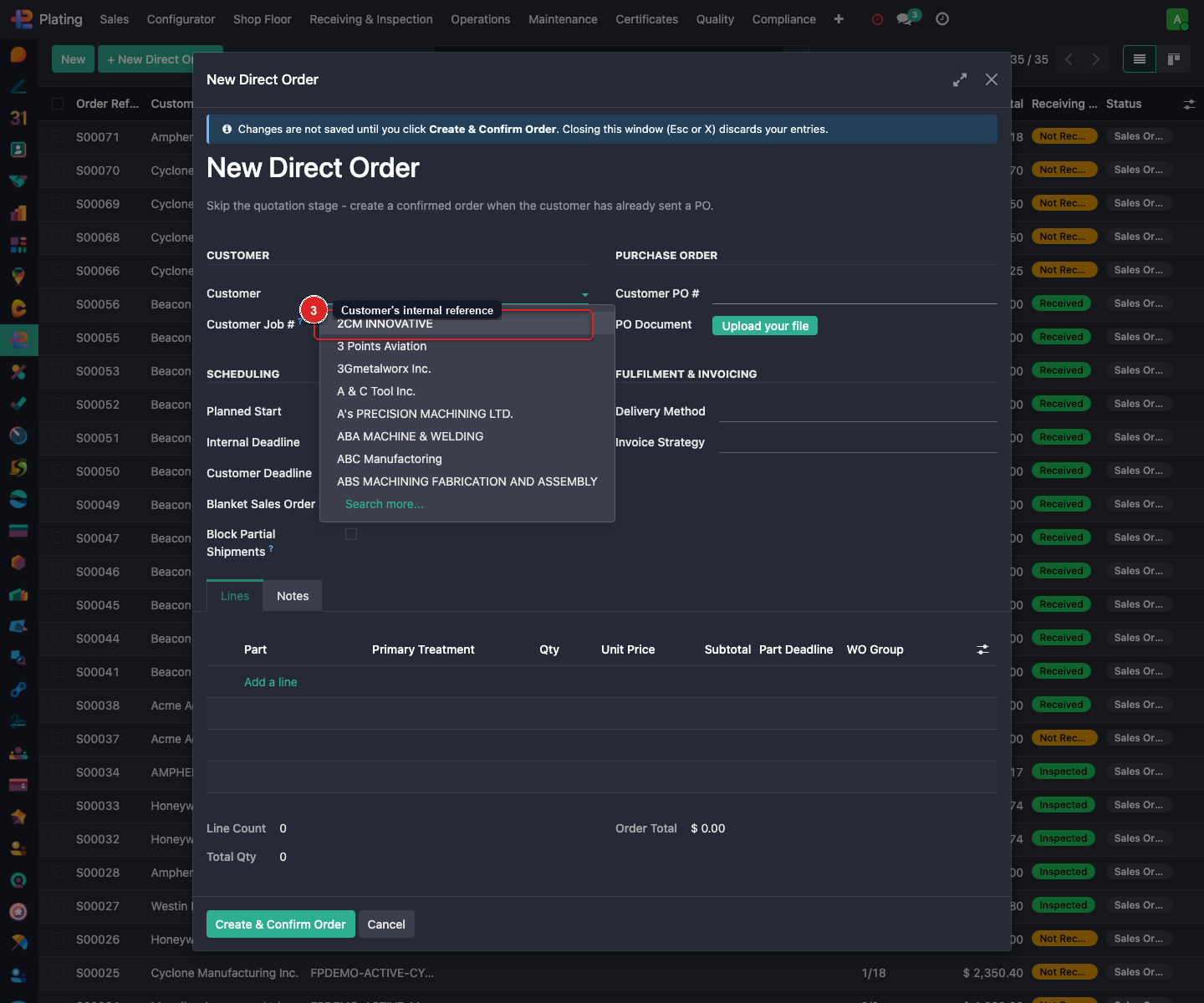 Enter Customer Job Number