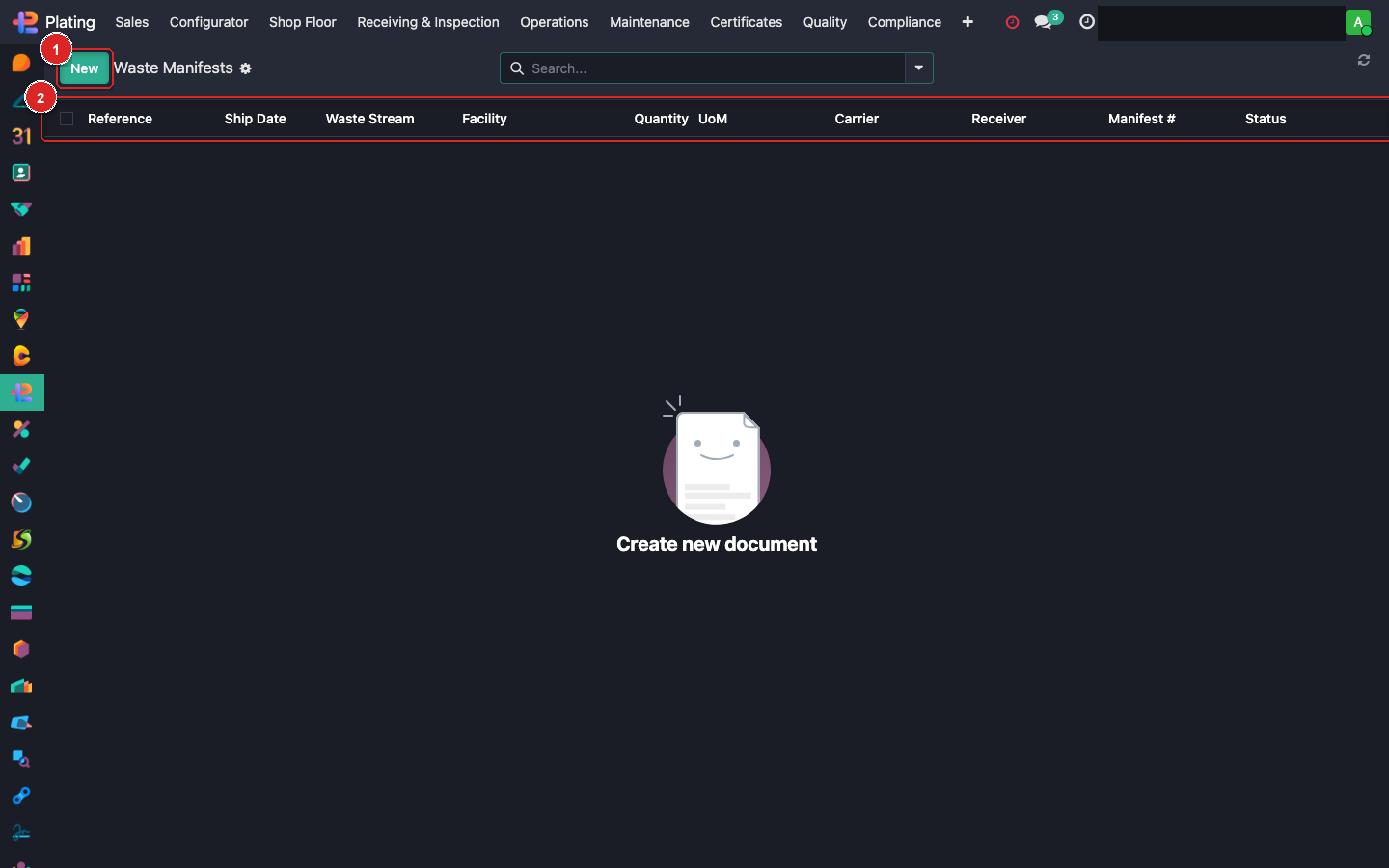 Waste Manifests list