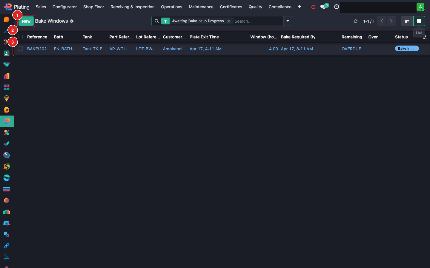 Bake Windows list