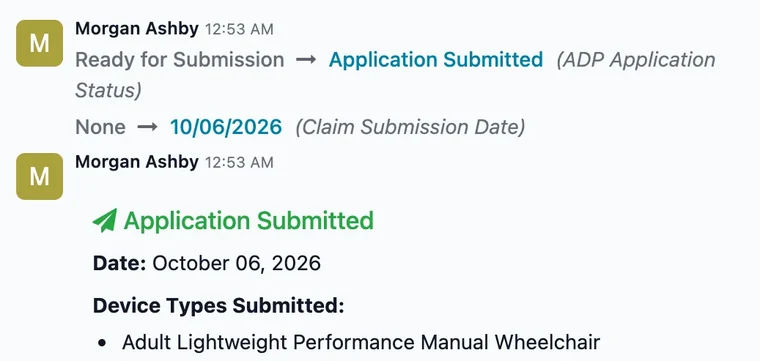 Case in Application Submitted with the ADP Documents tab showing the stored files.